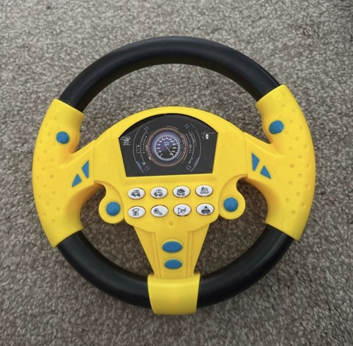 Yellow kids steering wheel toy - steering,